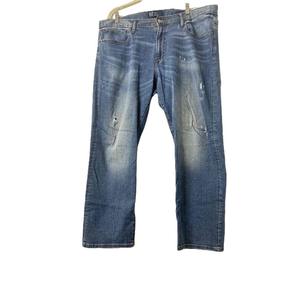 Gap Jeans Mens Size 38x30 Blue Distressed Straightleg FivePocket Faded